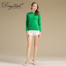 Venda Por Atacado Cheap Latest Design Ladies Plain Green Slim Fit Pullover Sweater